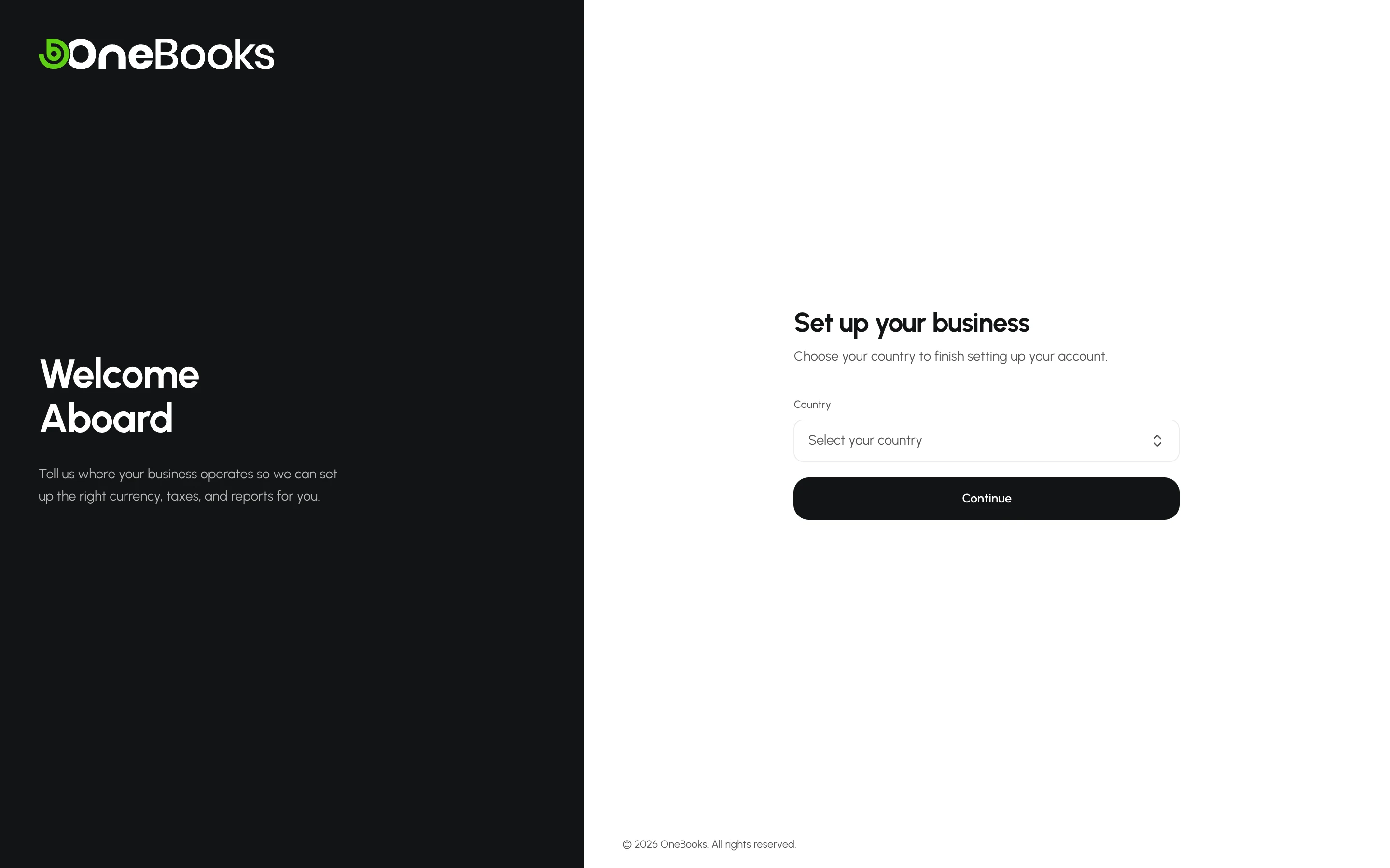 The standalone choose-your-country screen shown to Google sign-ups